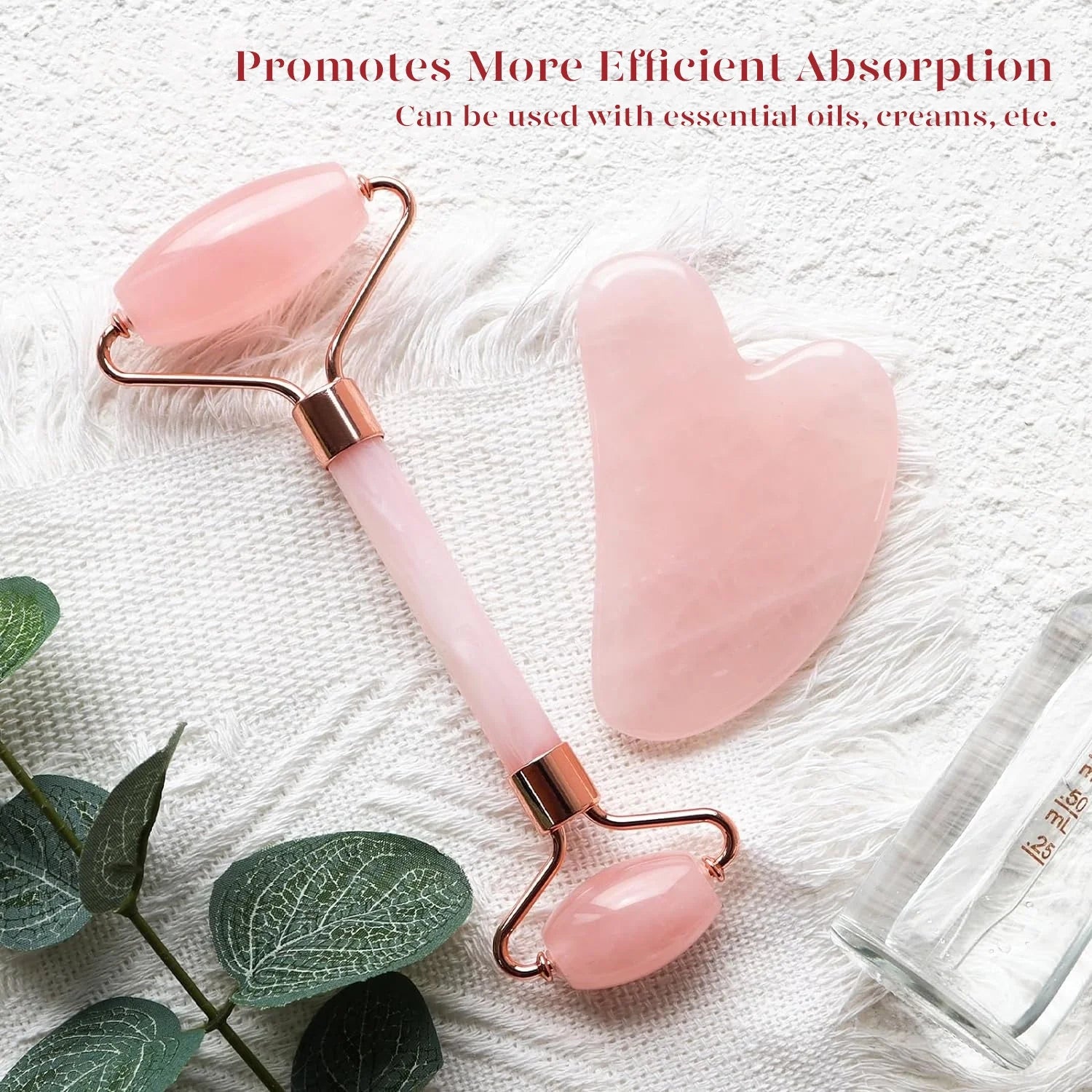 Roller & Gua Sha, Natrue Face Roller, Gua Sha Facial Tools Skin Care Massager, Pink