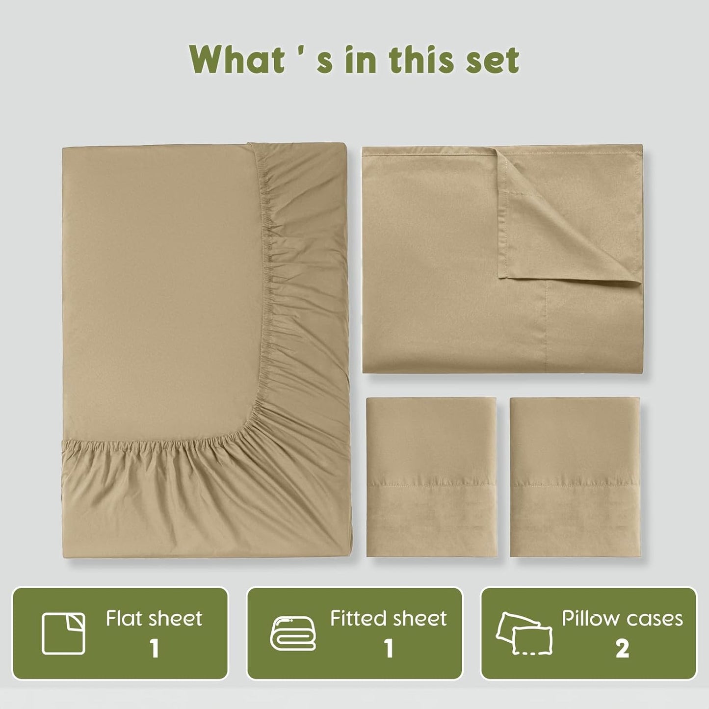 100% Egyptian Cotton Sheets King Size - 600 Thread Count, Luxury Hotel Quality Bedding Set, Soft Cooling Sateen Weave Bed Sheet Sets, 16" Deep Pocket - 4 Pc(Beige,King)