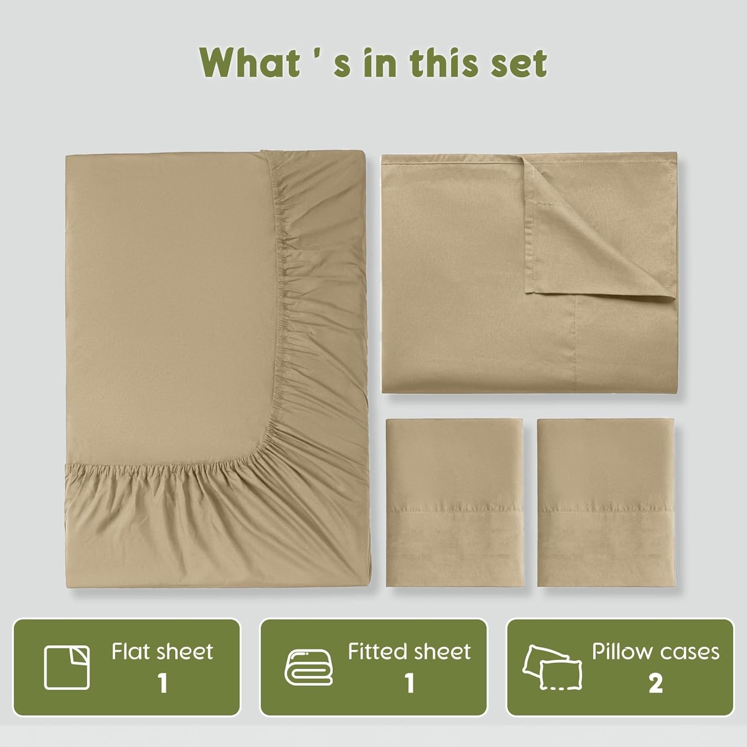 100% Egyptian Cotton Sheets King Size - 600 Thread Count, Luxury Hotel Quality Bedding Set, Soft Cooling Sateen Weave Bed Sheet Sets, 16" Deep Pocket - 4 Pc(Beige,King)