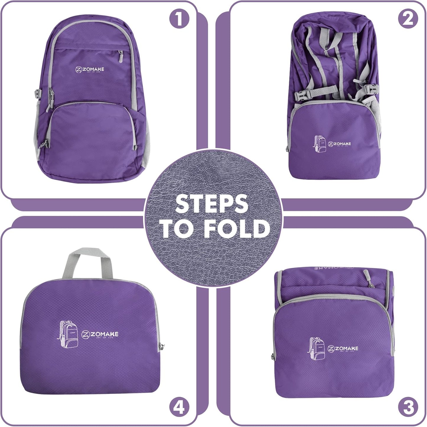 Lightweight Packable Backpack 30L - Foldable Hiking Backpacks Water Resistant Compact Folding Daypack for Travel(Purple)
