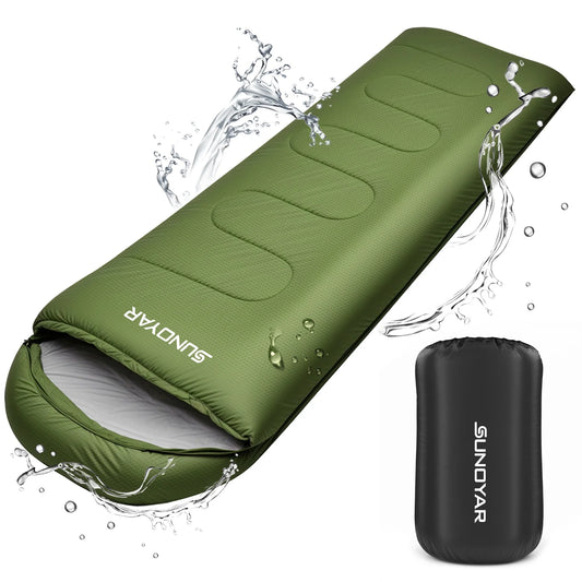 Sleeping Bag, Waterproof Portable Sleeping Bags for Adults with Compression Sack for All Season Camping, Hiking, Tent, Travel, Green