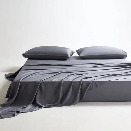 100% Organic Bamboo Sheets Queen Set 4 Pcs - Luxury Soft with 18 Inch Deep Pocket - Ultra Breathable Cooling Sheets for Hot Sleepers - Queen Bed Sheets（Bark Gray)