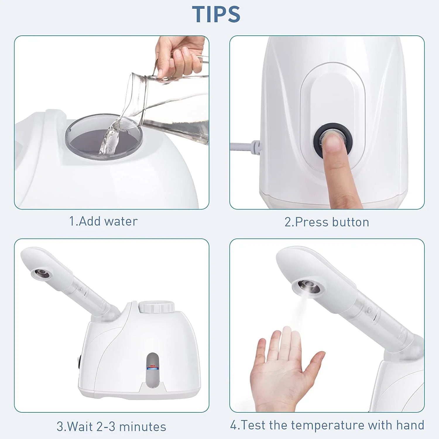 Portable Facial Steamer, Nano Ionic  with 180°Rotatable Sprayer, Warm/Cold Mist Portable Facial Steamer for Salon and SPA