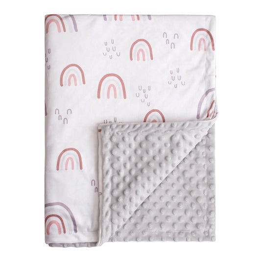Blanket Premium Ultra Soft Minky with Double Layer Dotted Backing Receiving Blankets Unisex 30"X 40", Rainbow