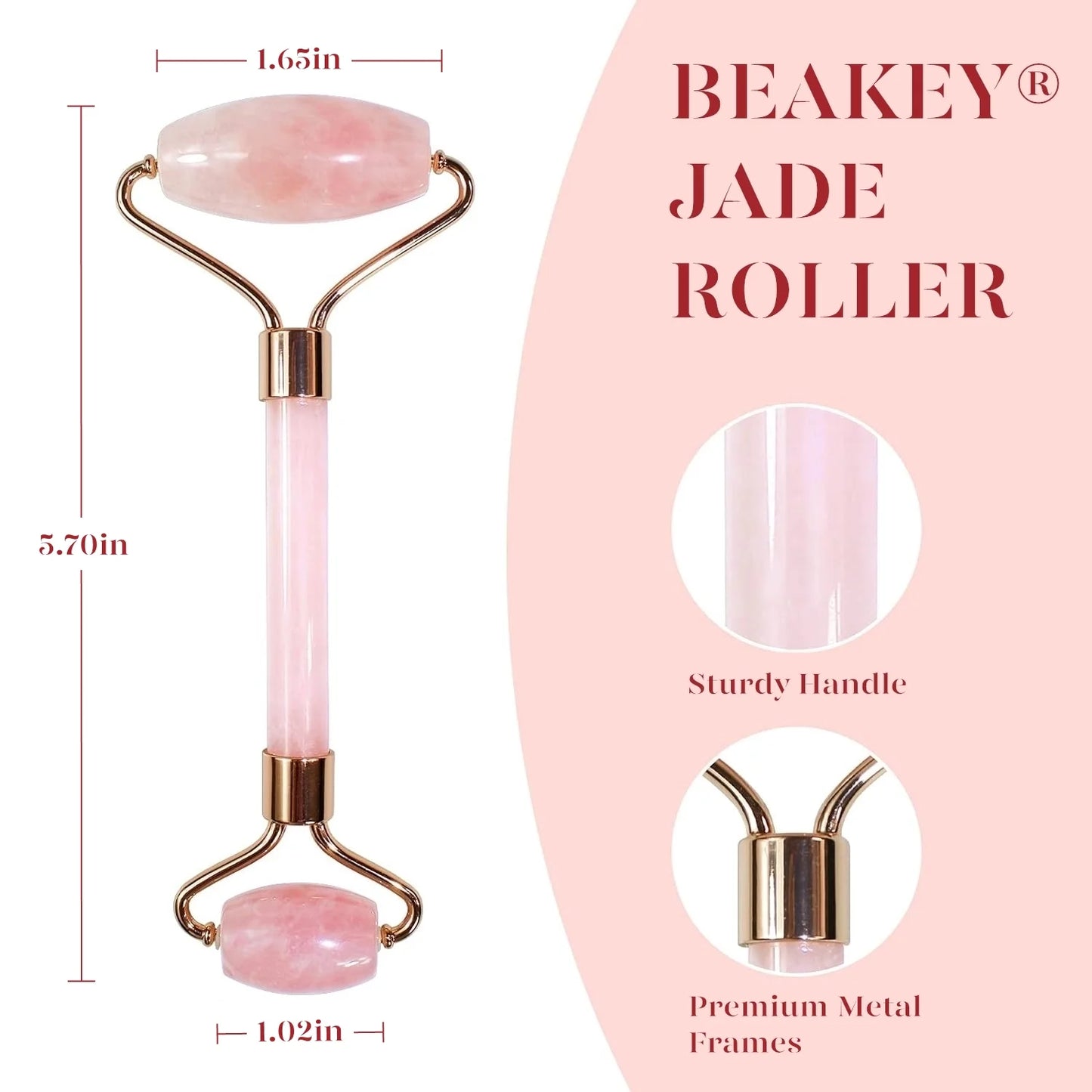 Roller & Gua Sha, Natrue Face Roller, Gua Sha Facial Tools Skin Care Massager, Pink