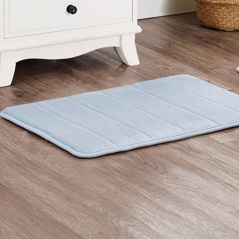 Memory Foam Blue 24 In. X 17 In. Polyester 2-Piece Bath Mat Set