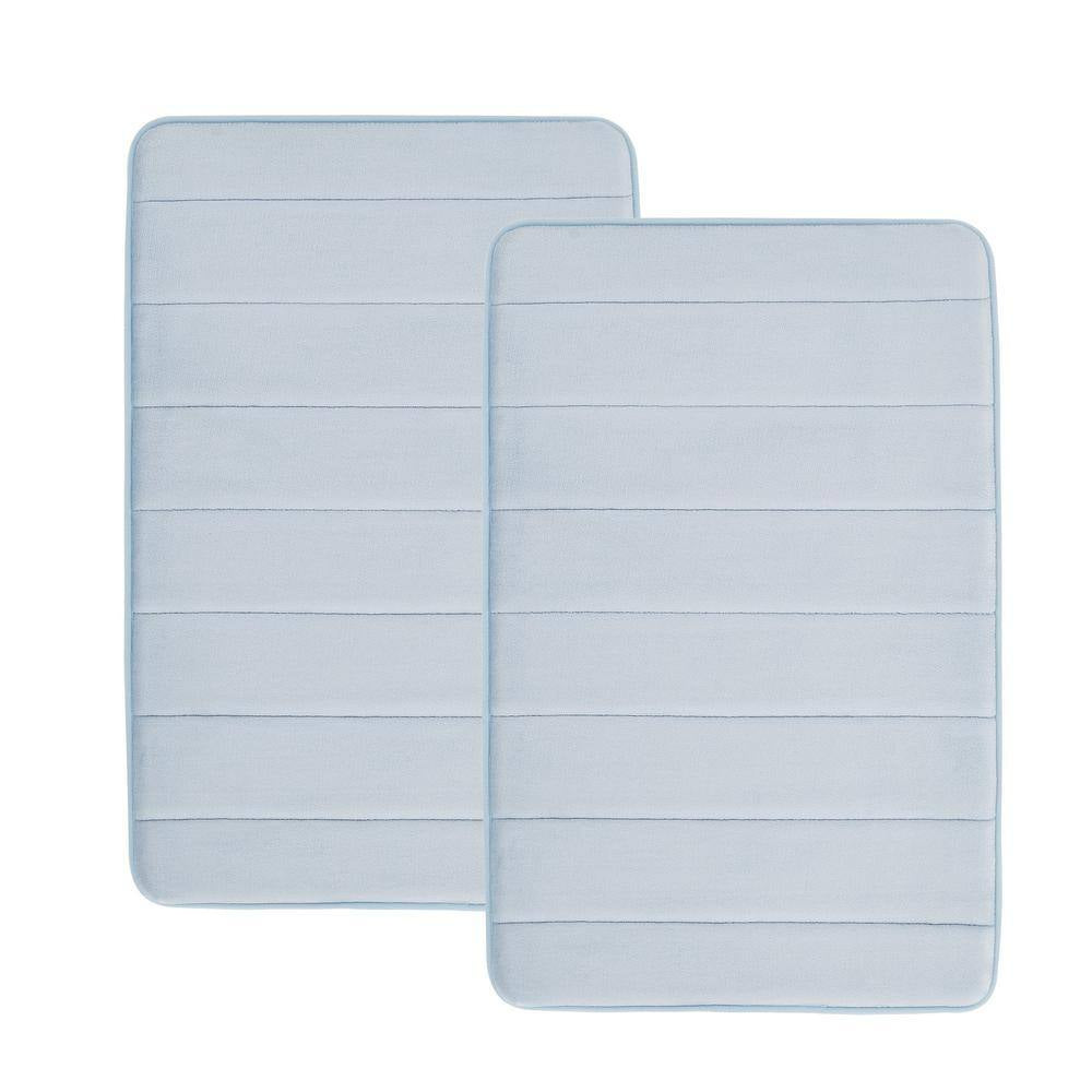 Memory Foam Blue 24 In. X 17 In. Polyester 2-Piece Bath Mat Set