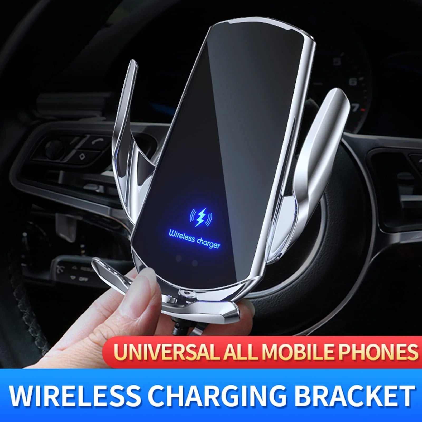 Car Mount Charger 15W Magnetic Wireless Car Charger, Fast Charging Air Vent Magnet Accessories Auto Clamping Phone Holder for Iphone 15/14/13/12, Samsung, Black