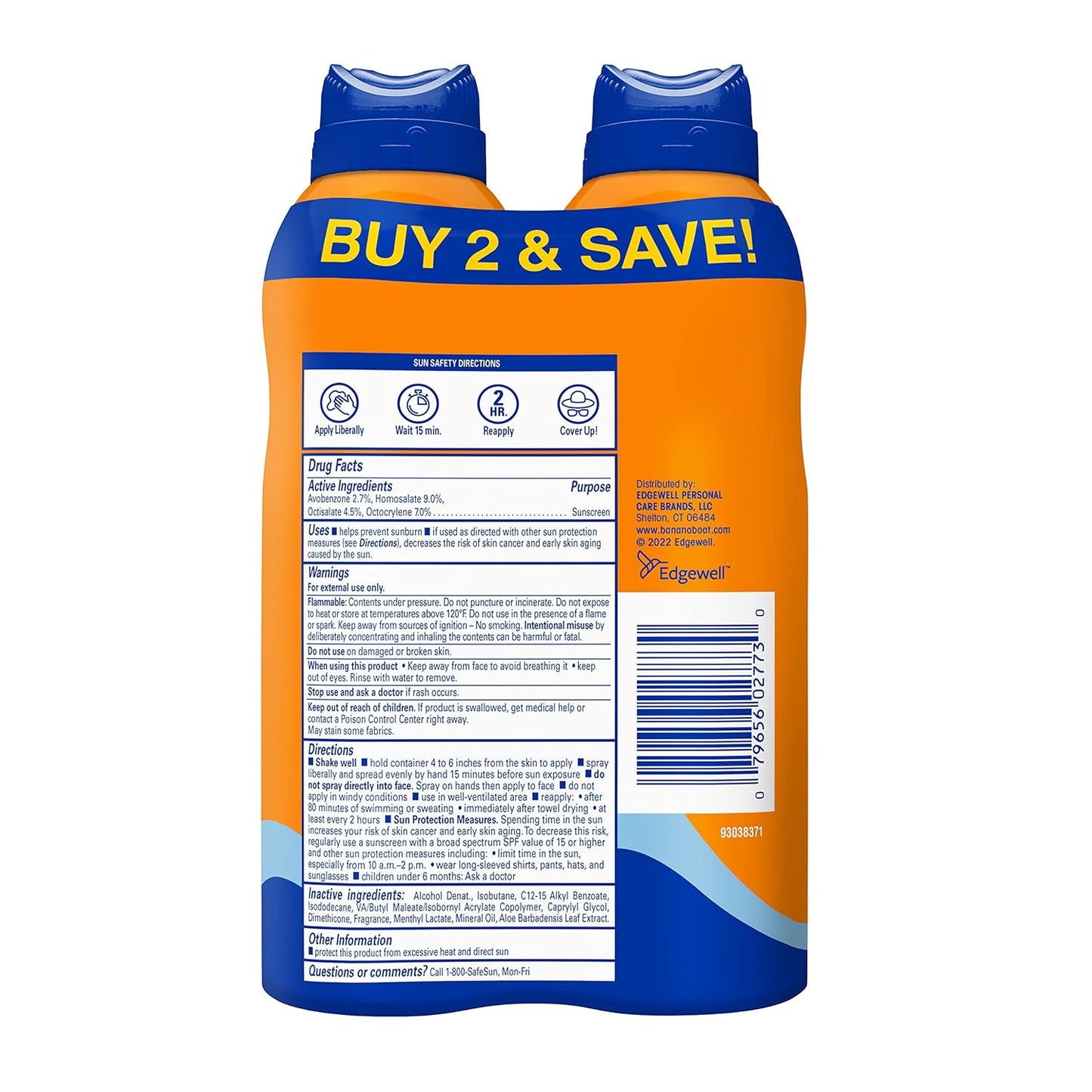 Sport Cool Zone SPF 50 Sunscreen Spray Twin Pack | Spray Sunscreen SPF 50, Sunblock, Oxybenzone-Free, 6Oz Each