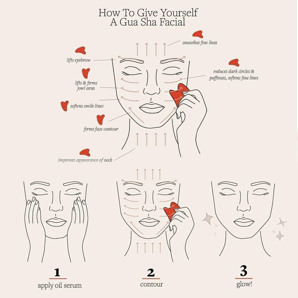 Gua Sha, Rose Jade Stone Guasha Massage Scraping, Gua Sha Board for Facial and Body Skin Massage. Gua Sha Tool for Toxins/Prevents Wrinkles for Spa Acupuncture Therapy Trigger Point Treatment