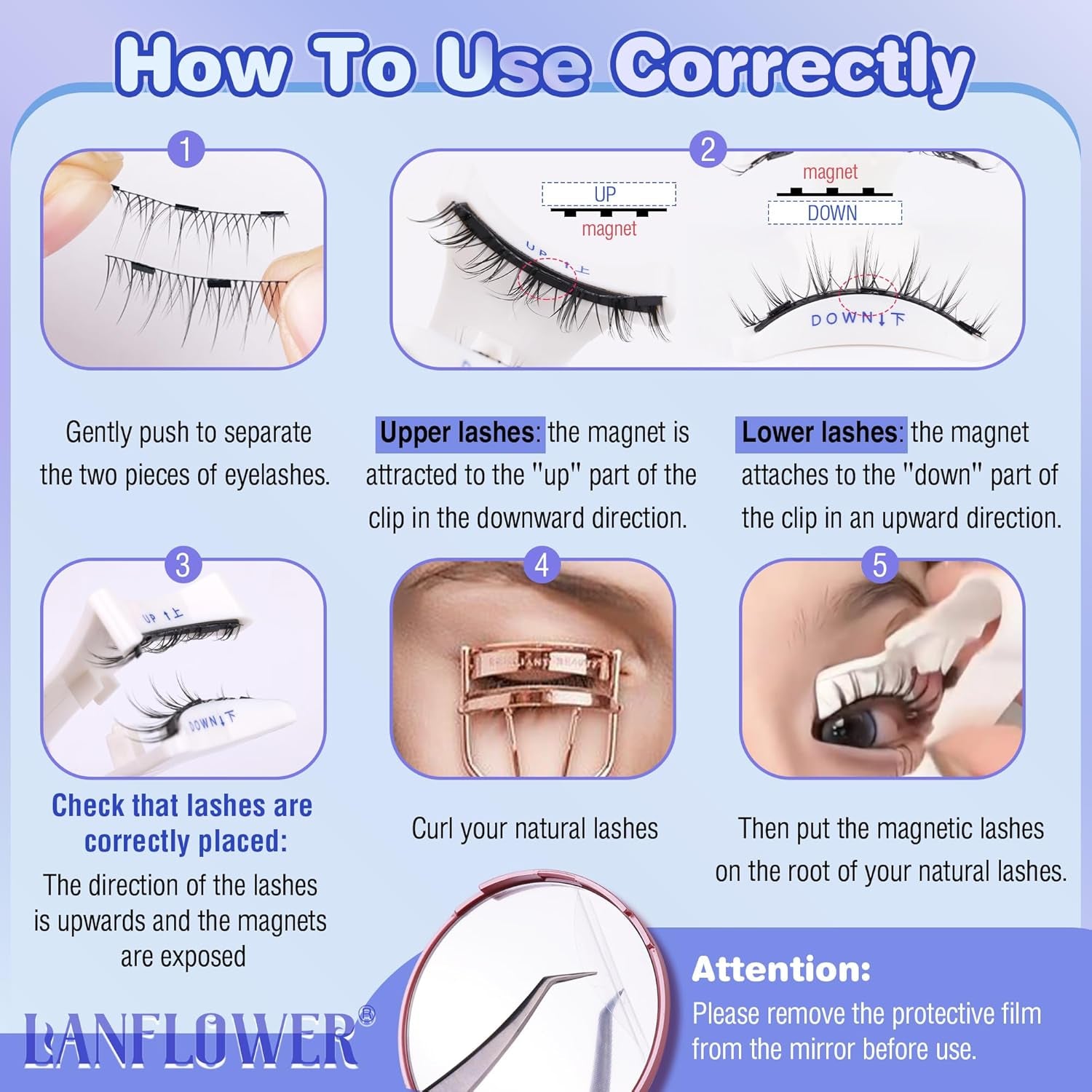 Magnetic Eyelashes with Applicator Reusable Natural Look Magnetic Eyelashes without Eyeliner No Glue Needed Lashes with Magnets Cat Eye False Eyelashes by