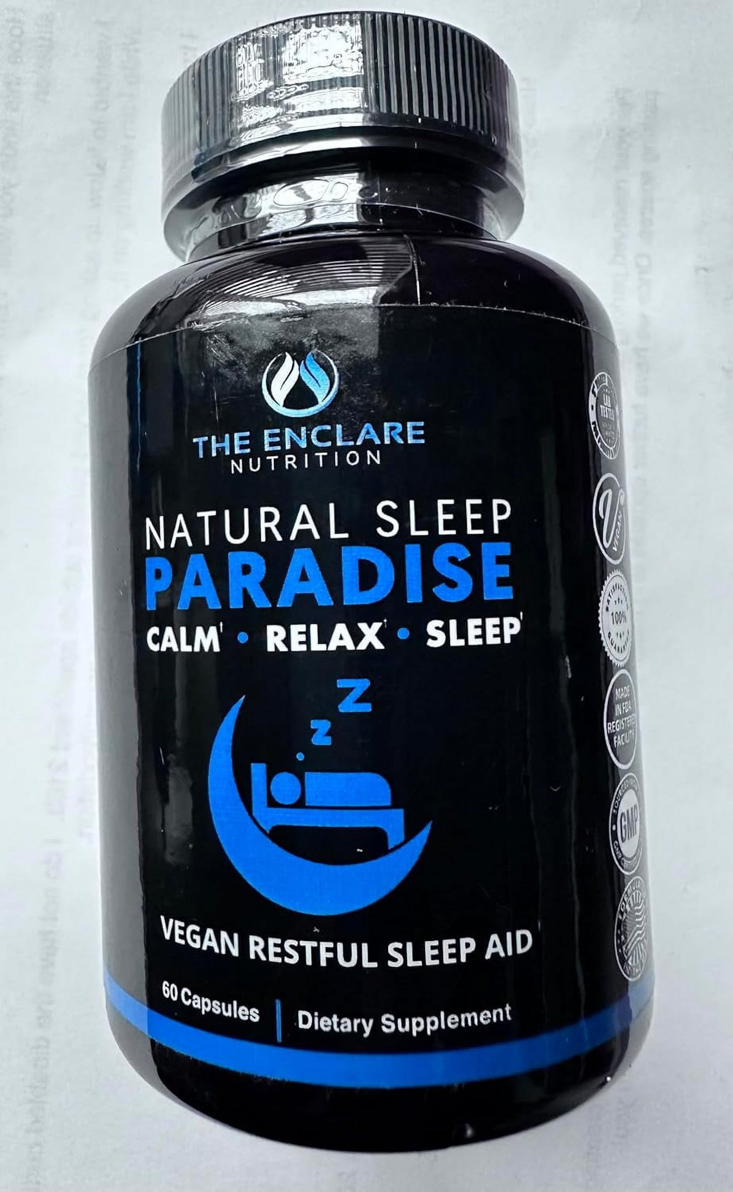 NATURAL SLEEP PARADISE - Sleep Aid for Adults with Melatonin 10Mg Dietary Supplement 1 Pack of 60 Capsules