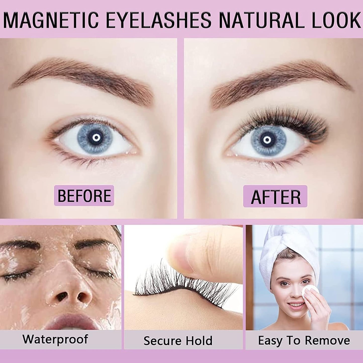 Magnetic Eyelashes with Eyeliner Kit 7 Pairs, 3D Wispy Lashes Natural Look, 7 Styles Fluffy False Eyelashes Pack, by