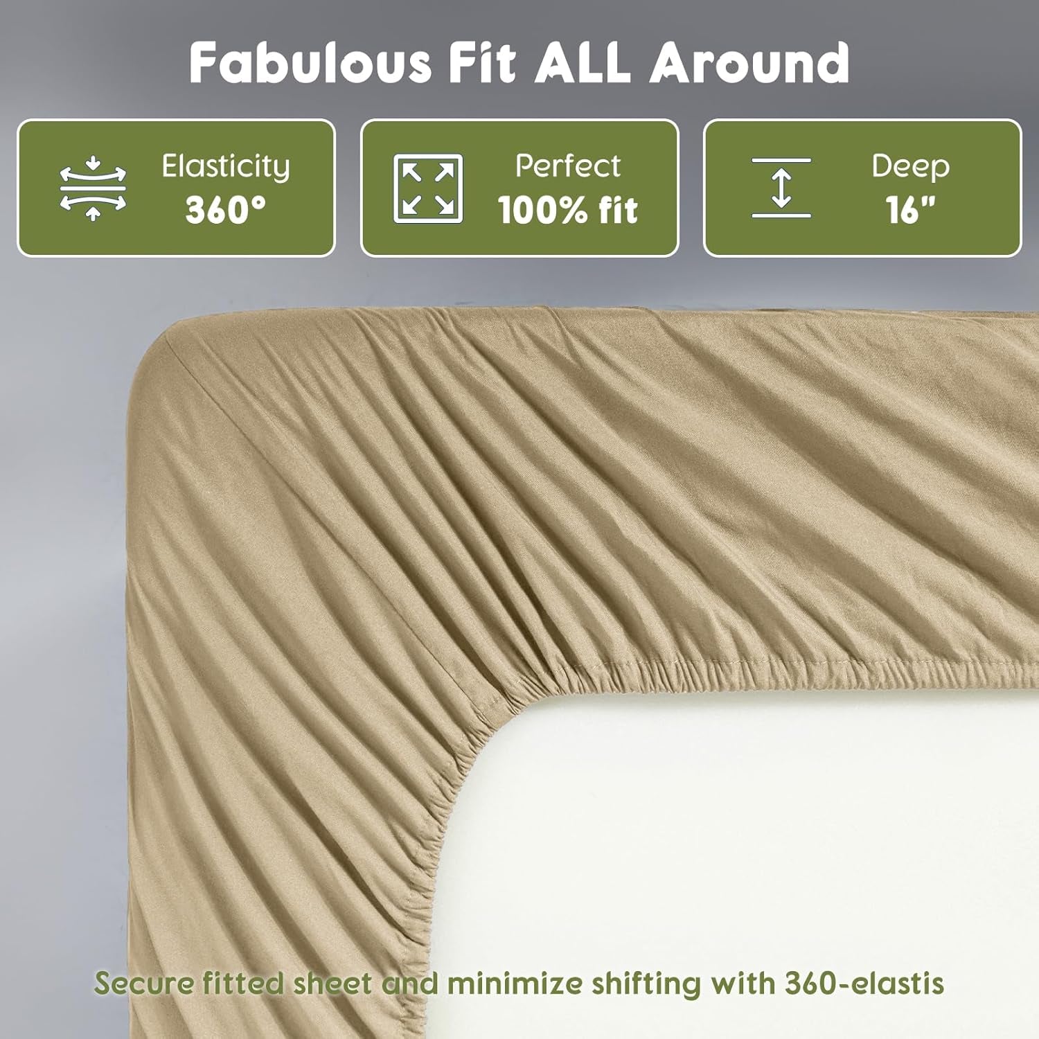 100% Egyptian Cotton Sheets King Size - 600 Thread Count, Luxury Hotel Quality Bedding Set, Soft Cooling Sateen Weave Bed Sheet Sets, 16" Deep Pocket - 4 Pc(Beige,King)