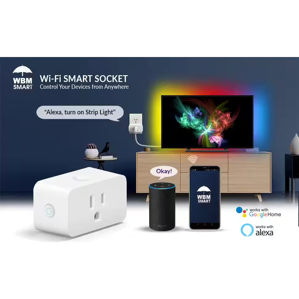 Wi-Fi Smart Socket Voice and App Control Smart Plug 4 Ct