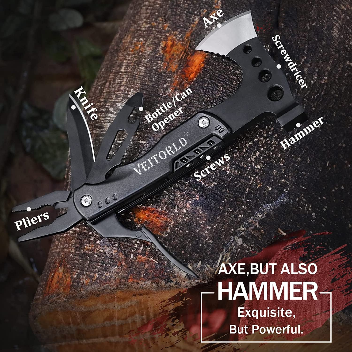 Christmas Stocking Stuffers, Gifts for Men Dad Husband, Unique Anniversary Birthday Gifts Idea for Him, Multitool Axe Hammer Camping Accessories, Cool Hunting Fishing Hiking Presents