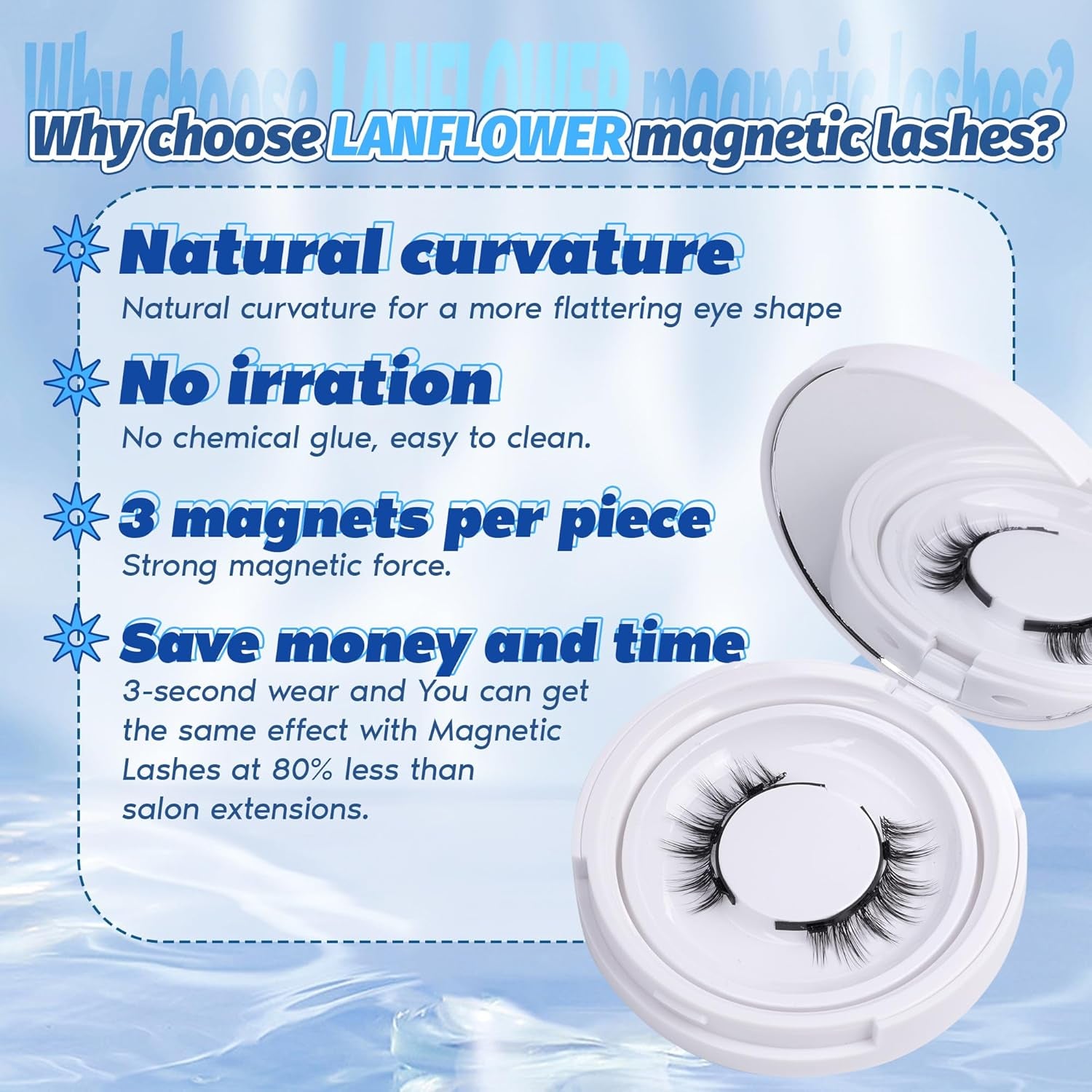Magnetic Eyelashes with Applicator Reusable Natural Look Magnetic Eyelashes without Eyeliner No Glue Needed Lashes with Magnets Cat Eye False Eyelashes by
