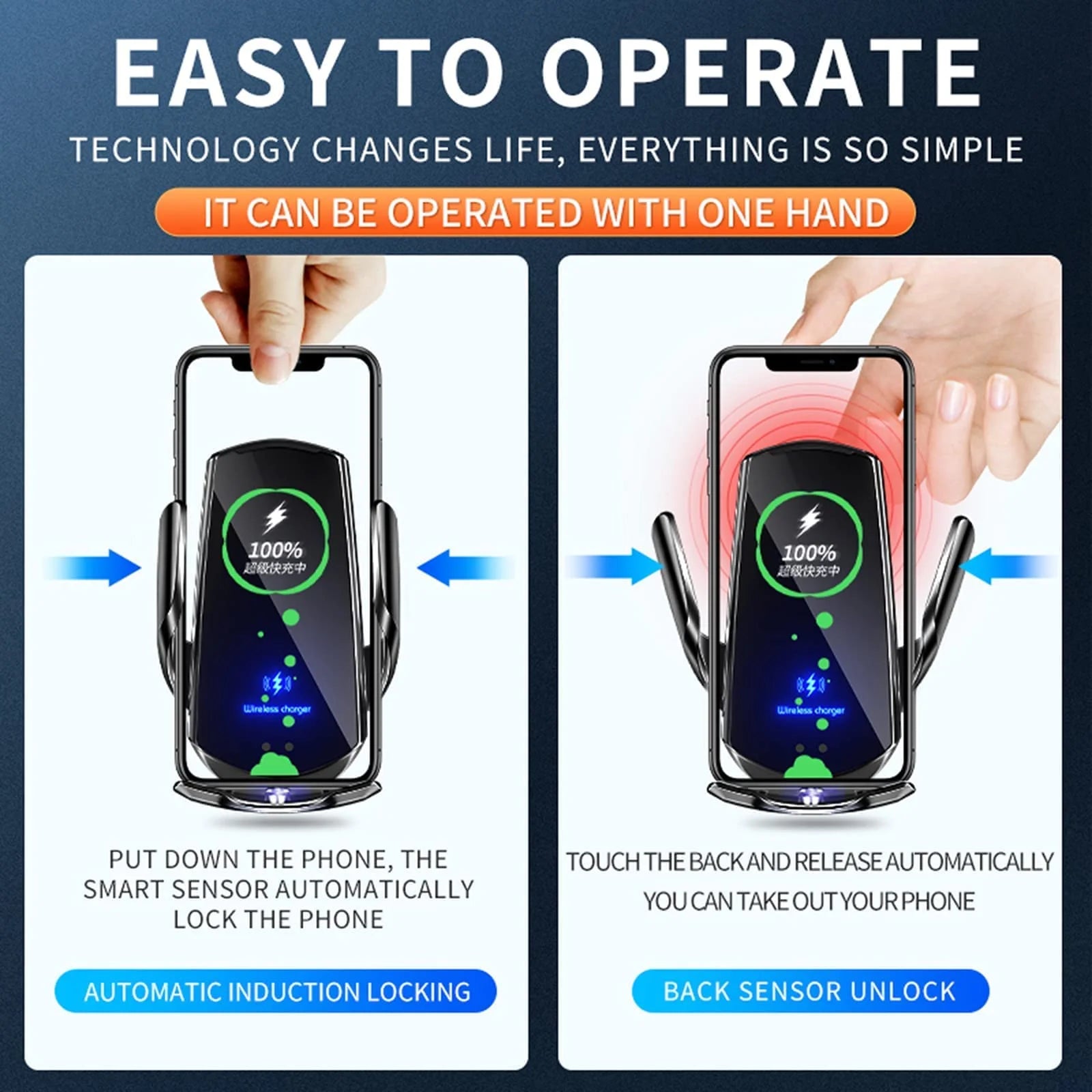 Car Mount Charger 15W Magnetic Wireless Car Charger, Fast Charging Air Vent Magnet Accessories Auto Clamping Phone Holder for Iphone 15/14/13/12, Samsung, Black