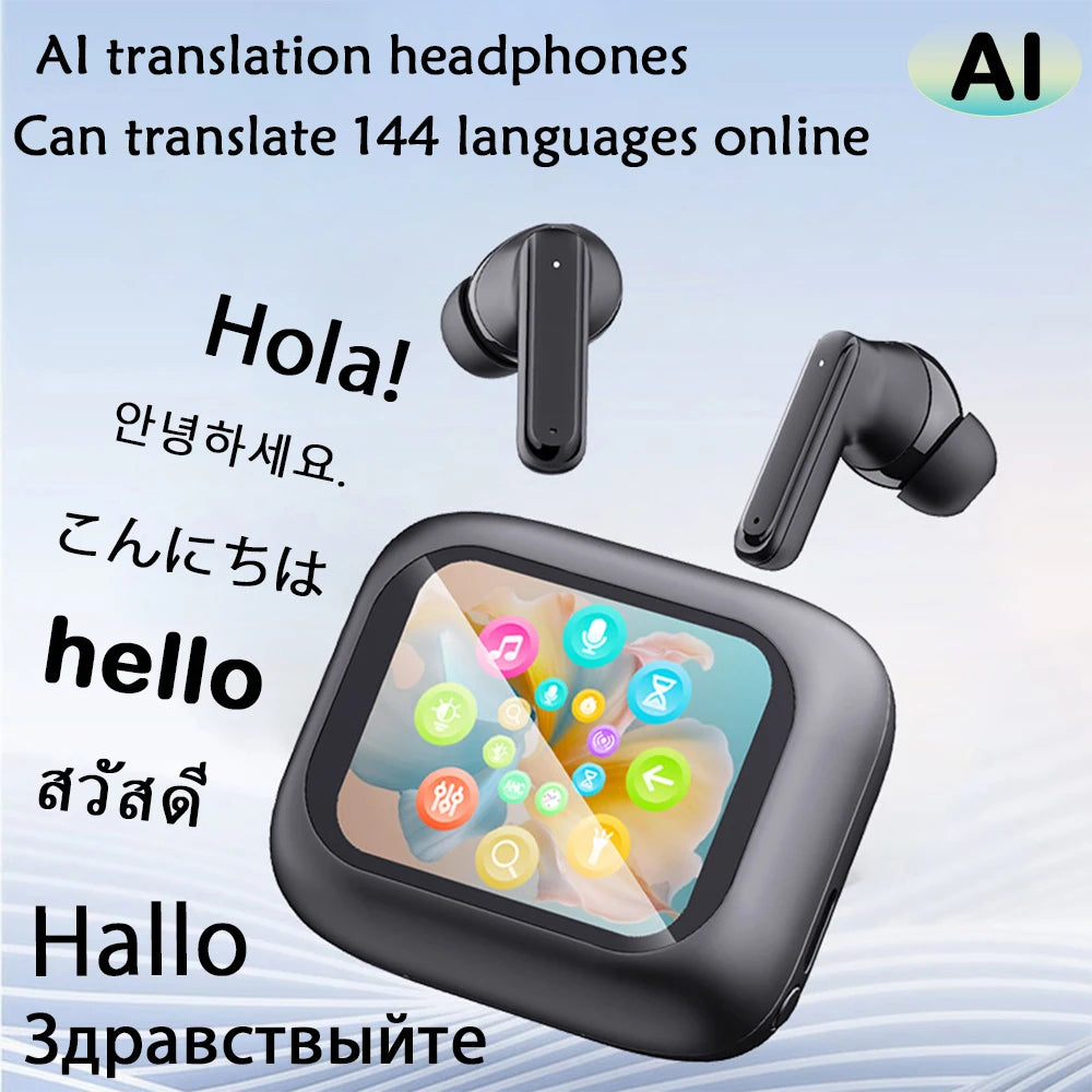 AI Translation Earphones, Capable of Translating 144 Languages Online, Bluetooth 5.3 High-Definition Sound Quality