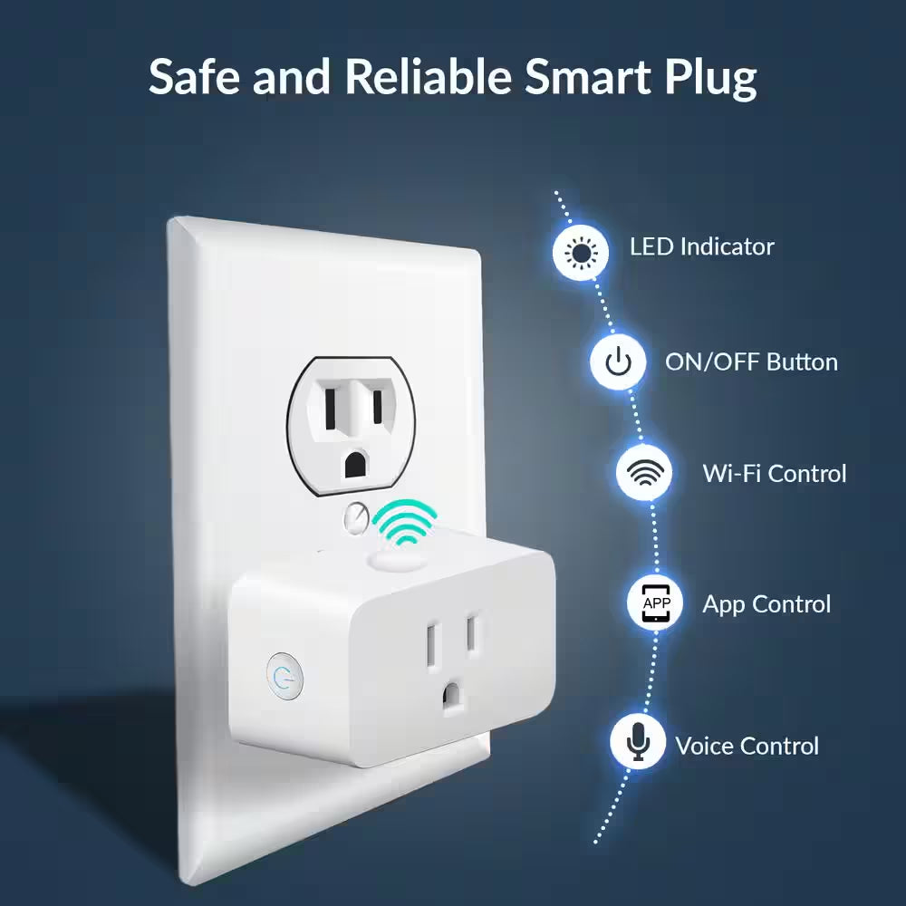 Wi-Fi Smart Socket Voice and App Control Smart Plug 4 Ct