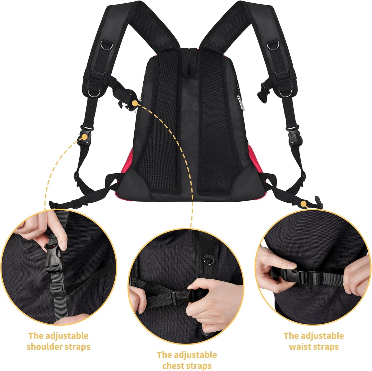 Pet Dog Carrier Backpack Small Dog Front Backpack Ventilated Mesh Dog Travel Back Pack with Safety Belt for Travel Hiking Cycling Outdoor Adventures (Size L: 10-14 Lbs, Rethink Pink)