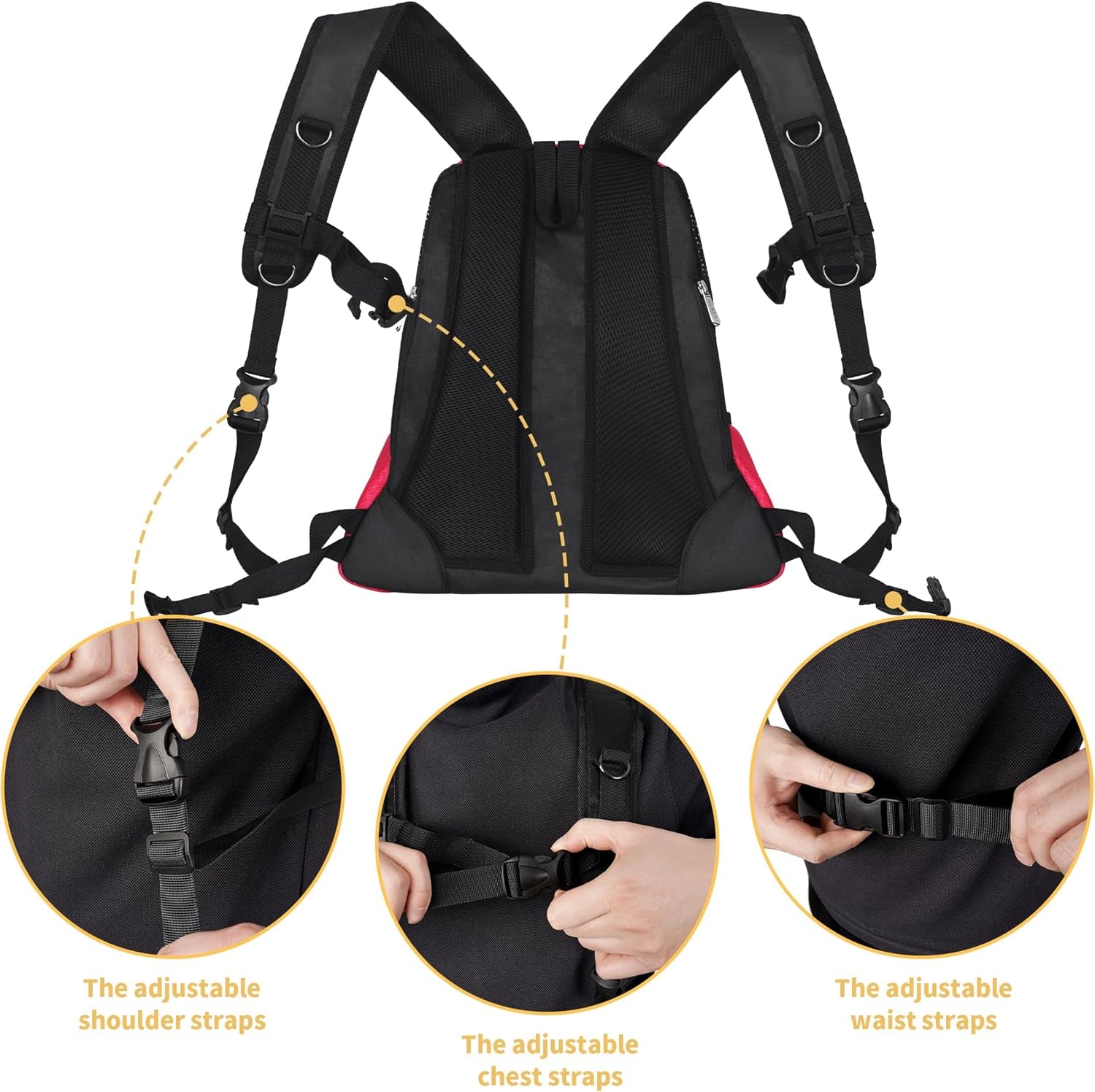 Pet Dog Carrier Backpack Small Dog Front Backpack Ventilated Mesh Dog Travel Back Pack with Safety Belt for Travel Hiking Cycling Outdoor Adventures (Size L: 10-14 Lbs, Rethink Pink)