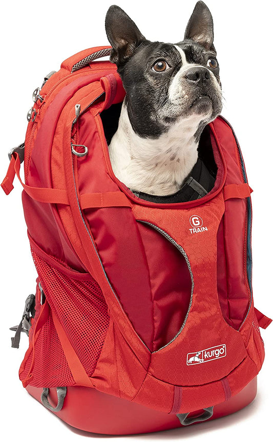 G-Train - Dog Carrier Backpack for Small Pets - Cat & Dog Backpack for Hiking, Camping or Travel - Waterproof Bottom - Red