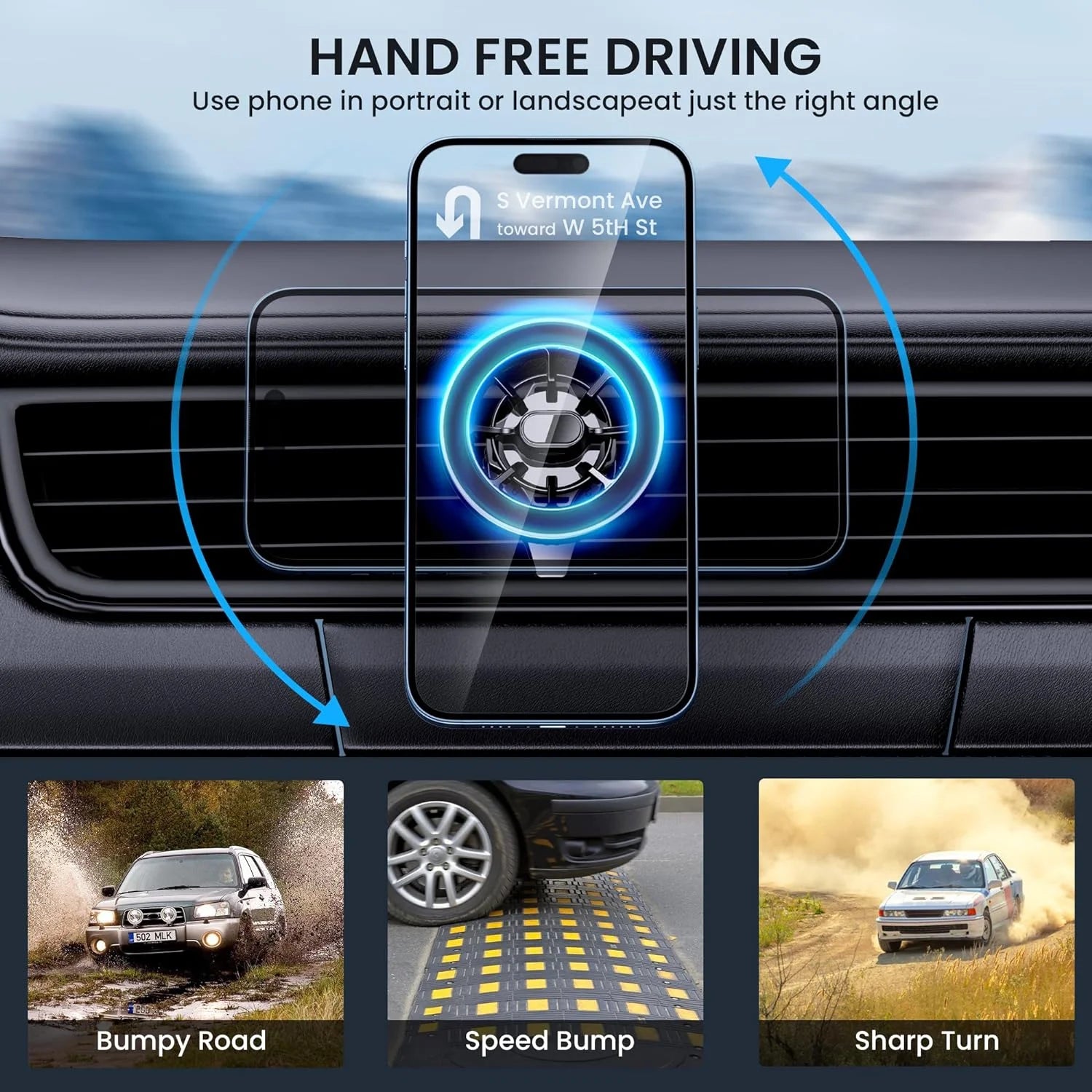 Magnetic Car Phone Holder: 360°Rotatable Car Phone Holder - Air Vent Dashboard Windshield Car Phone Mount