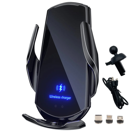 Car Mount Charger 15W Magnetic Wireless Car Charger, Fast Charging Air Vent Magnet Accessories Auto Clamping Phone Holder for Iphone 15/14/13/12, Samsung, Black