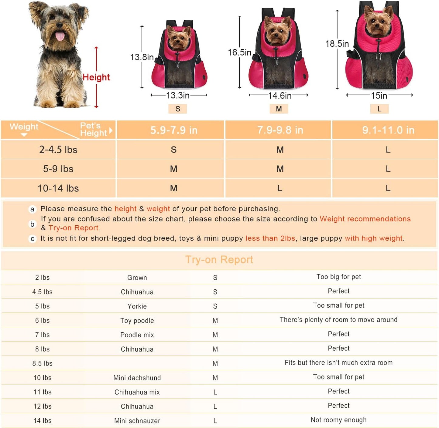 Pet Dog Carrier Backpack Small Dog Front Backpack Ventilated Mesh Dog Travel Back Pack with Safety Belt for Travel Hiking Cycling Outdoor Adventures (Size L: 10-14 Lbs, Rethink Pink)