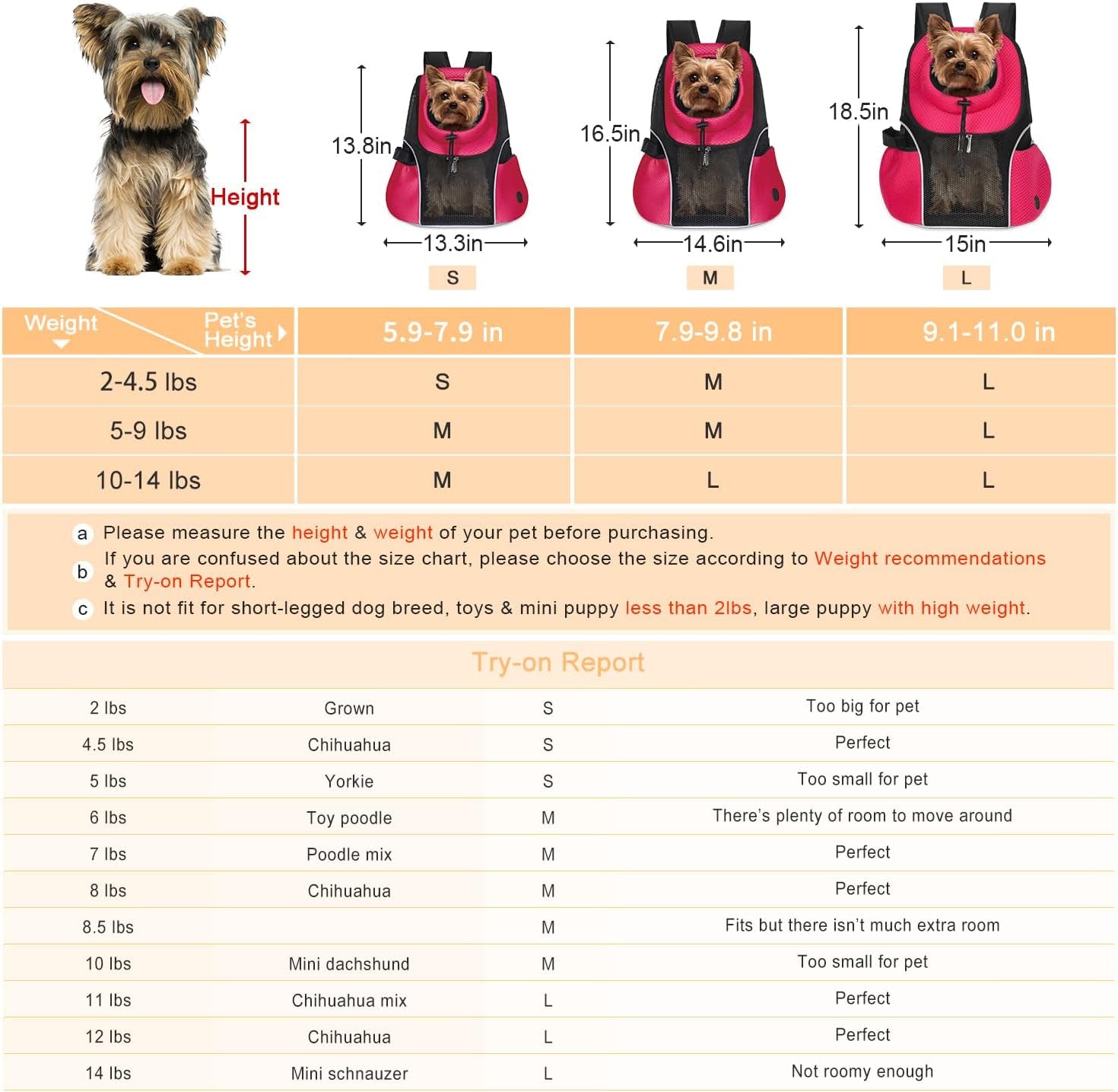 Pet Dog Carrier Backpack Small Dog Front Backpack Ventilated Mesh Dog Travel Back Pack with Safety Belt for Travel Hiking Cycling Outdoor Adventures (Size L: 10-14 Lbs, Rethink Pink)