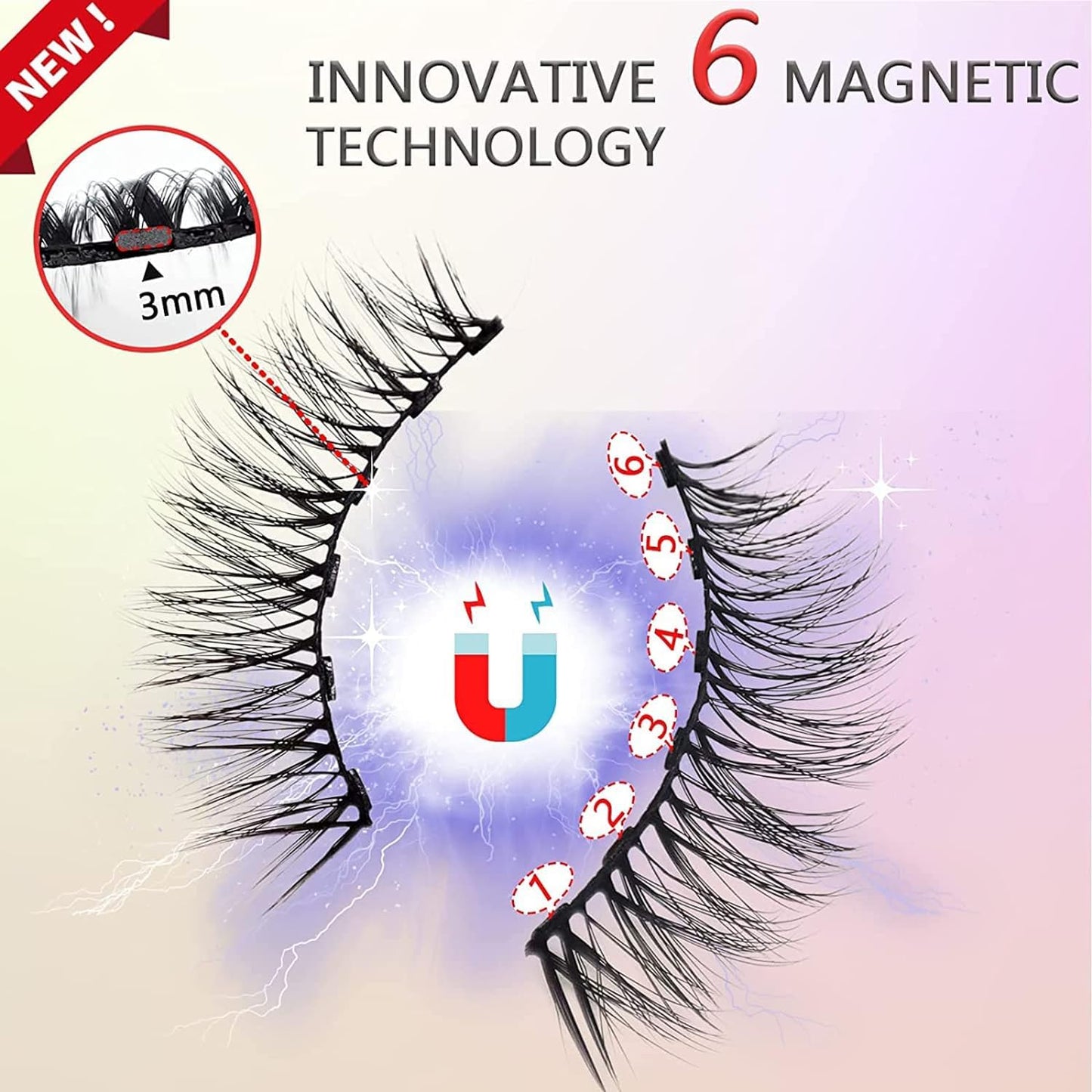 Magnetic Eyelashes with Eyeliner Kit 7 Pairs, 3D Wispy Lashes Natural Look, 7 Styles Fluffy False Eyelashes Pack, by