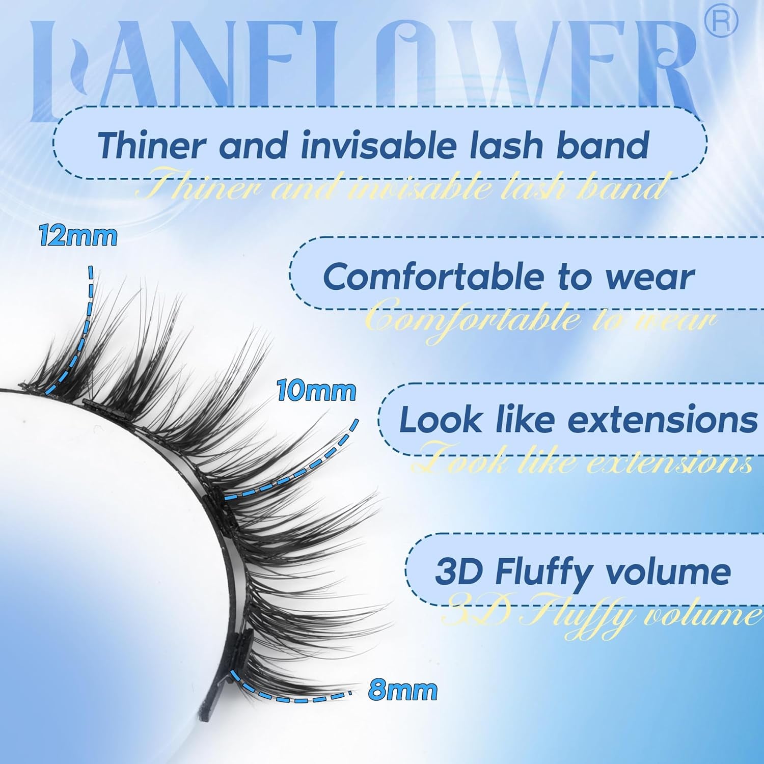 Magnetic Eyelashes with Applicator Reusable Natural Look Magnetic Eyelashes without Eyeliner No Glue Needed Lashes with Magnets Cat Eye False Eyelashes by