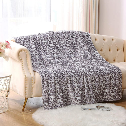 Cheetah Throw Blanket for Couch | Soft Decorative Ultra-Plush Colorful| Throw Size Travel Blanket Plush|(50" 60", Snow Leopard)