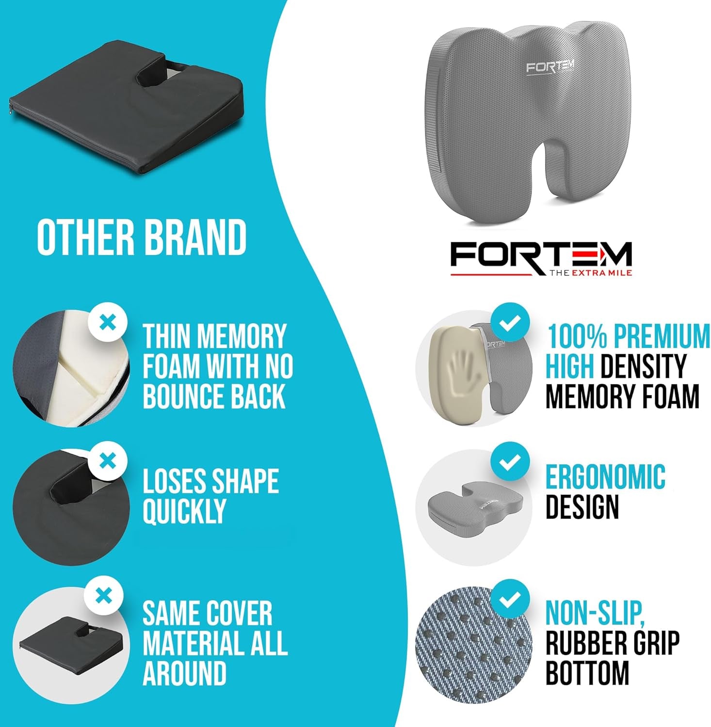 Office Chair Cushion and Back Support for Office Chair, Lumbar Support Pillow, Memory Foam, Non Slip Sitting and Back Rest for Gaming, Car Seat Cushion, Chair Pad