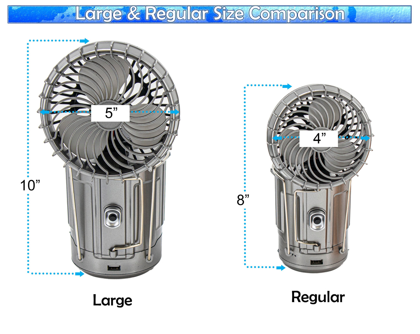 Large Solar Powered Lantern W/ Fan - Rechargeable Camping Flashlight Lamp W/ Battery Backup - Portable, Adjustable, Collapsible, Solar Charging Station - Rechargeable Fan with Light - Copper