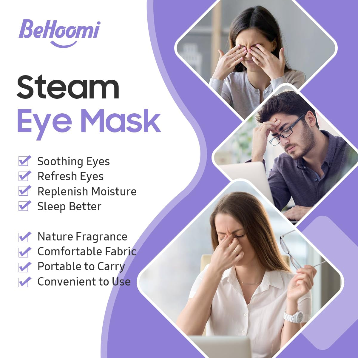 Steam Eye Mask, 20 Packs Heated Eye Mask, Self Heating Disposable SPA Warm Compress for Eyes (Lavender & Orange)