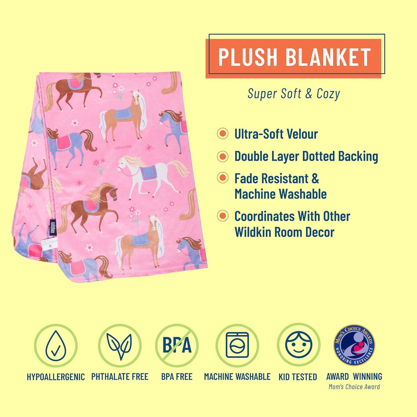 Plush Baby Blanket – Soft & Cozy Comfort, Ideal for Toddlers, Travel & Daycare - Horses