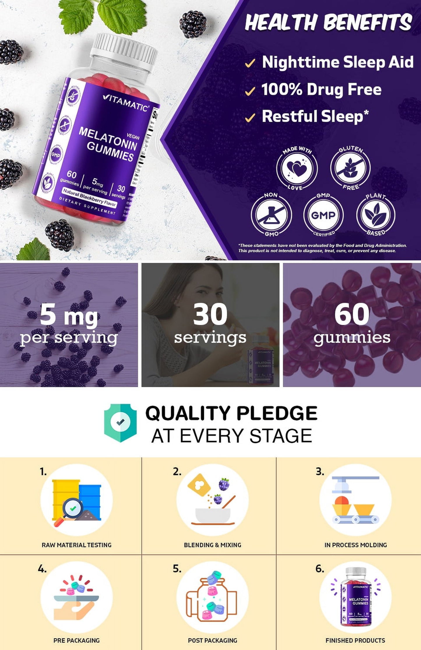 2 Pack  Melatonin Gummies for Kids & Adults - (2.5Mg 5Mg & 10Mg Doses) - 60 Vegan Gummies - Natural Sleep Aid Supplement (Total 120 Gummies)