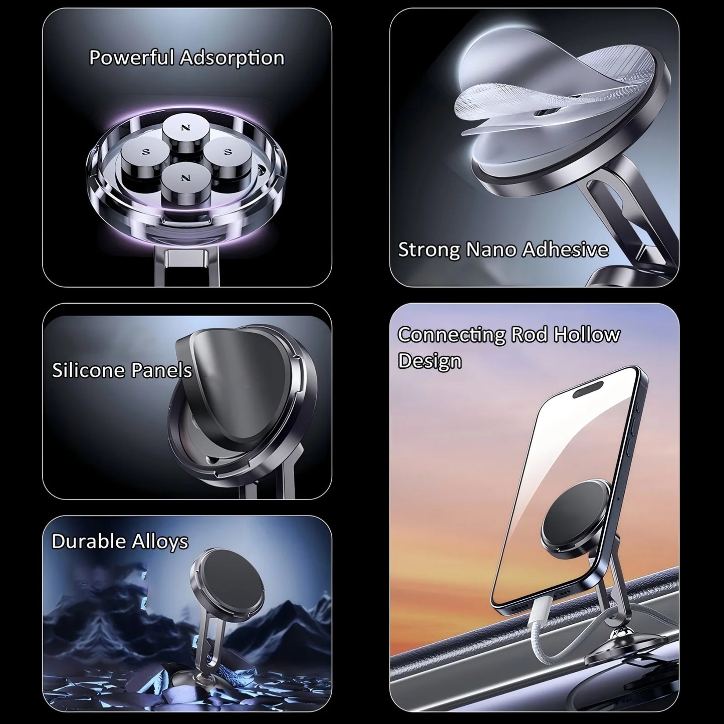 Magnetic Car Phone Holder: 360°Rotatable Car Phone Holder - Air Vent Dashboard Windshield Car Phone Mount