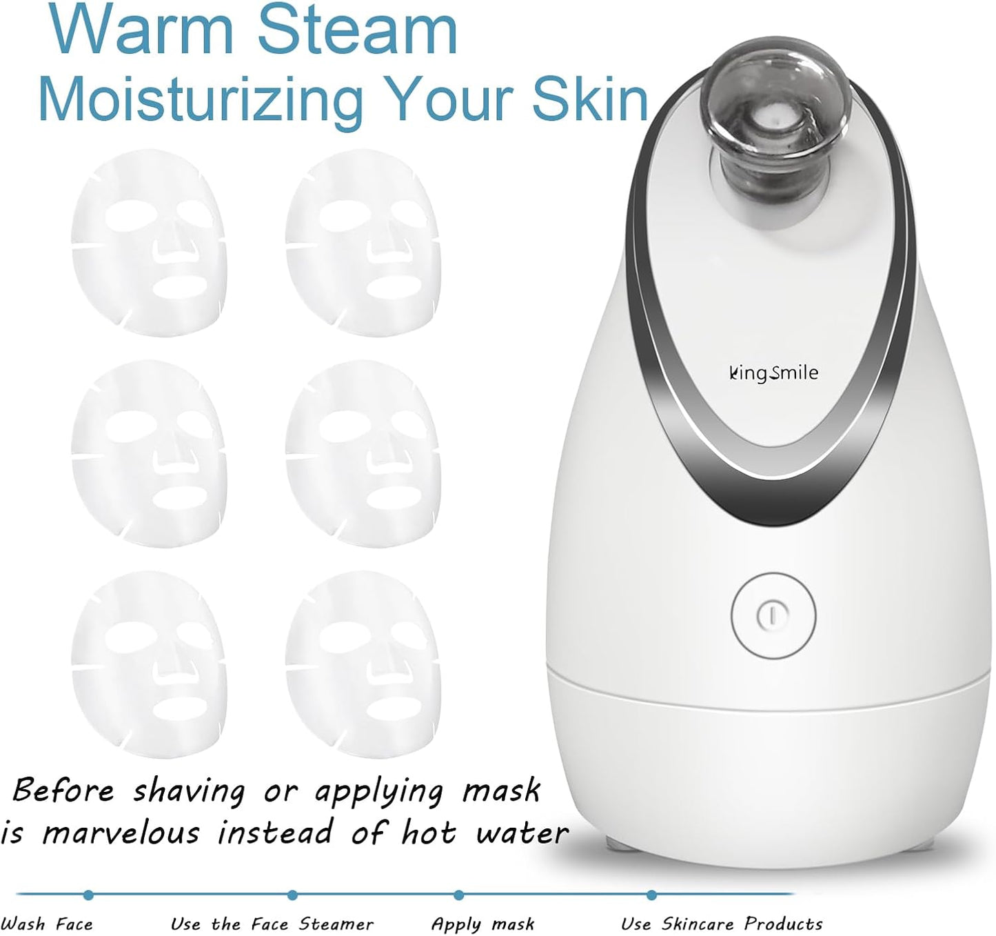 Facial Steamer, 3 in 1 Face Steamer for Facial,Compact Nanosteamer with Aromatherapy,Face Humidifier - Adjustable Nozzle, Warm Mist Steamer for Home SPA, Stainless Steel Skin Kit & Headband