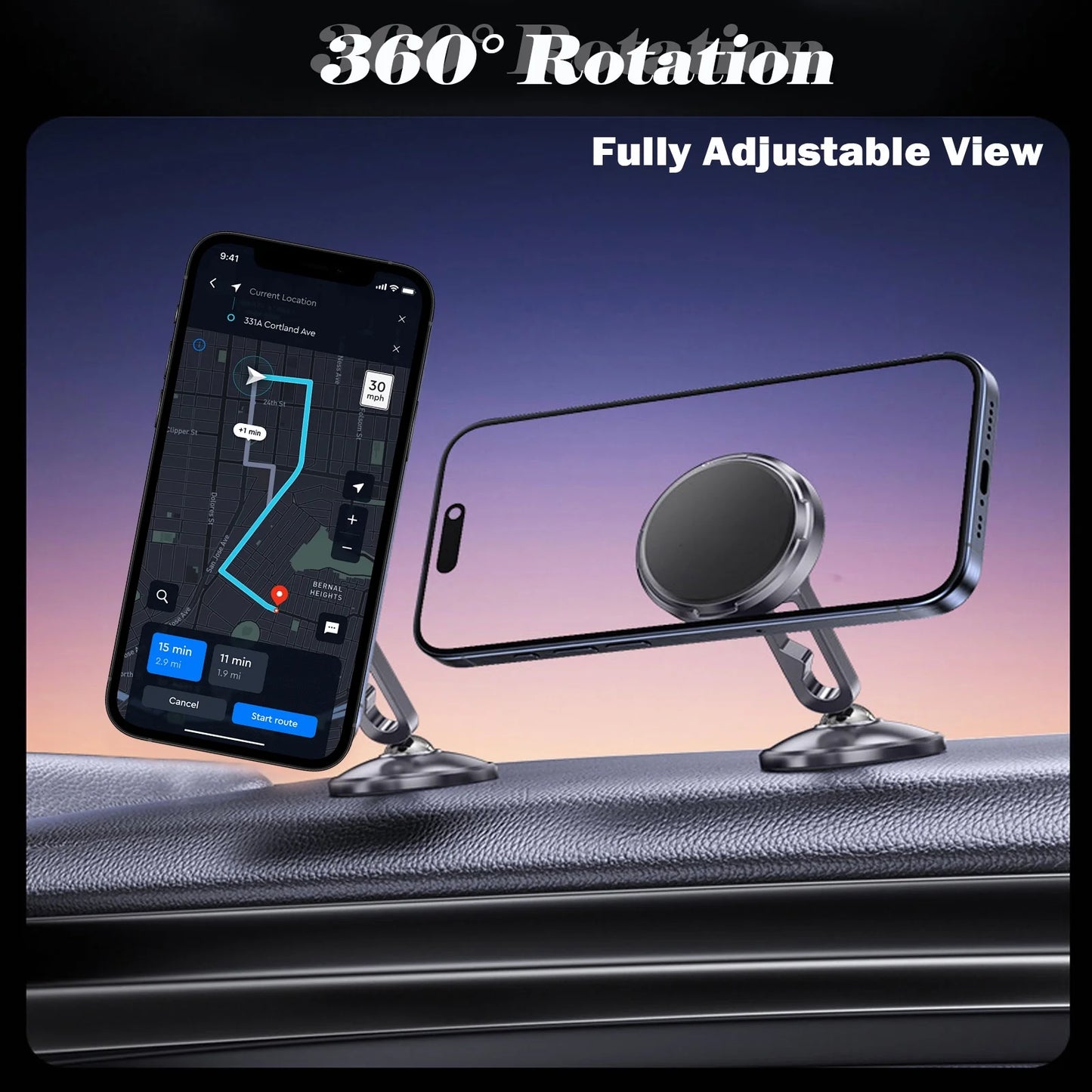 Magnetic Car Phone Holder: 360°Rotatable Car Phone Holder - Air Vent Dashboard Windshield Car Phone Mount