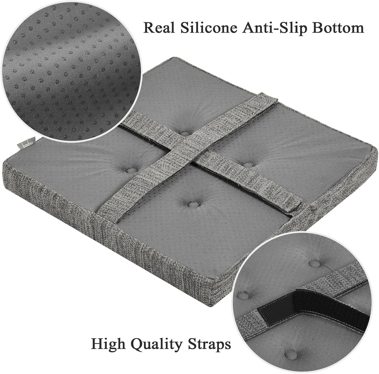 12 Inches Square Seat Cushion, Super Soft 2PC Bar Stool Square Seat Cushion with Ties- Gray (12" (30CM) 2PC)