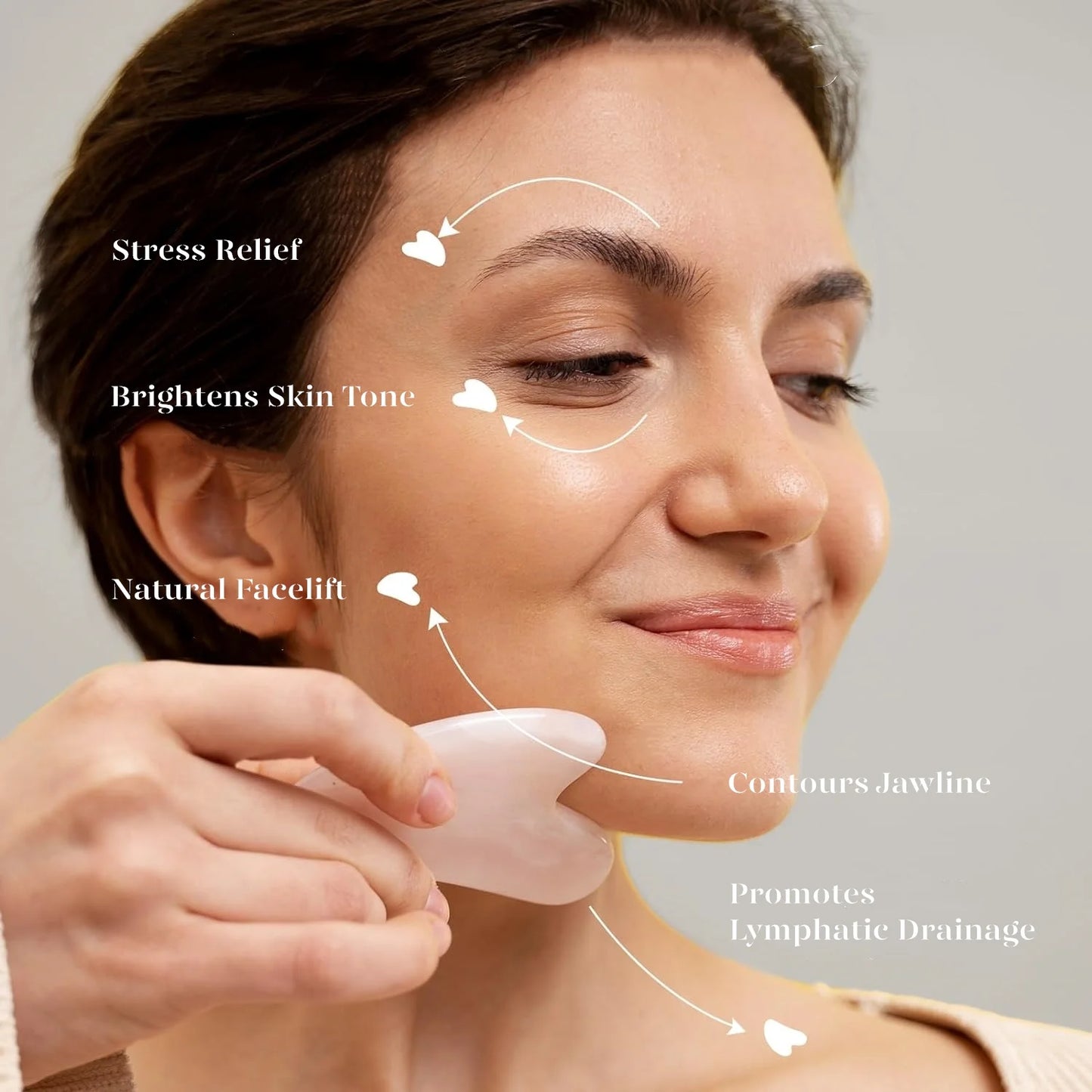 Roller & Gua Sha, Natrue Face Roller, Gua Sha Facial Tools Skin Care Massager, Pink