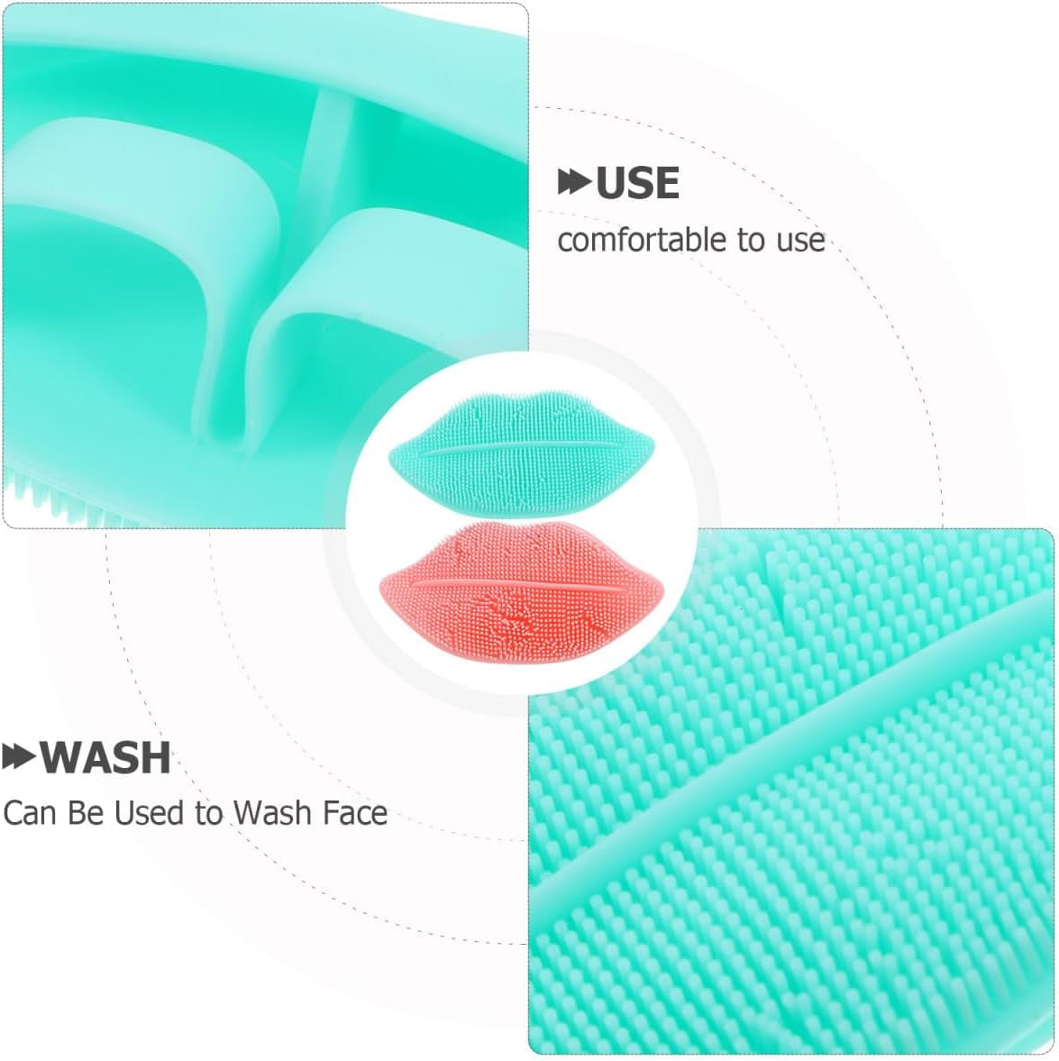 3Pcs Silicone Lip Scrub Brush Set Gentle Facial Cleansing Tool for Unclogging Pores and Exfoliating Dead Skin
