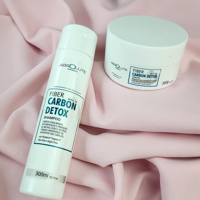 Fiber Detox (Home Care) Hair Repairing for Damaged Hair- Shampoo 300ML and Mask 300ML Conditioner Haircare Carbon Kit Organic Cleanser Cleansing