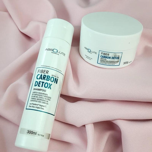 Fiber Detox (Home Care) Hair Repairing for Damaged Hair- Shampoo 300ML and Mask 300ML Conditioner Haircare Carbon Kit Organic Cleanser Cleansing