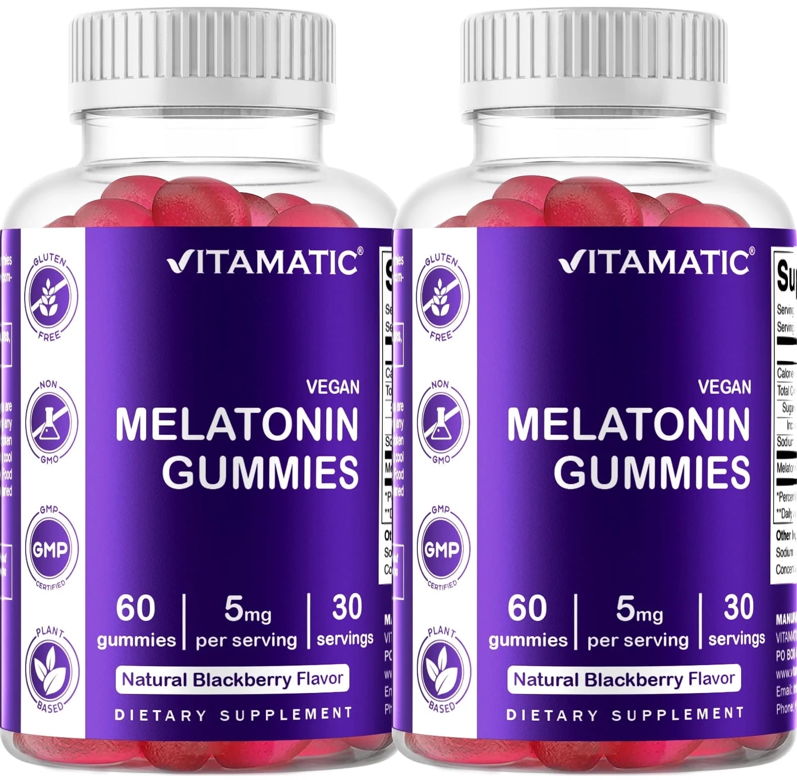 2 Pack  Melatonin Gummies for Kids & Adults - (2.5Mg 5Mg & 10Mg Doses) - 60 Vegan Gummies - Natural Sleep Aid Supplement (Total 120 Gummies)