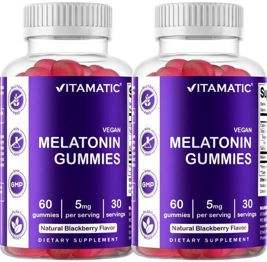 2 Pack  Melatonin Gummies for Kids & Adults - (2.5Mg 5Mg & 10Mg Doses) - 60 Vegan Gummies - Natural Sleep Aid Supplement (Total 120 Gummies)